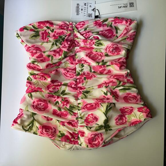 Zara Pink and Green Floral Blouse - Picture 2 of 16